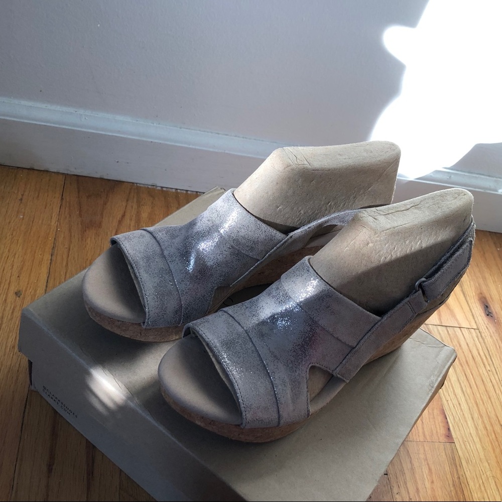 Clarks Gray sparkle wedge sandal